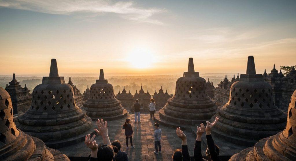 borobudur merapi volcano sunrise tour — Photorealistic editorial travel photograph relevant to: The honest, expert-plann