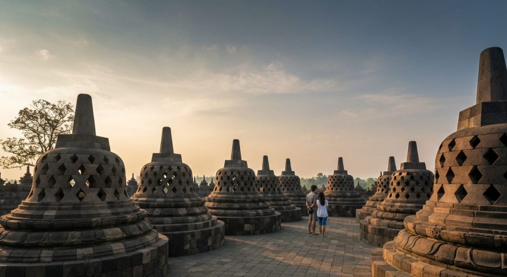 borobudur hotel near temple where to stay — Photorealistic editorial travel photograph relevant to: The honest, expert-p